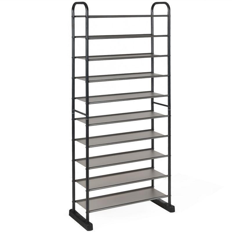 Black 10-Tier Metal Shoe Rack with PP Shelves