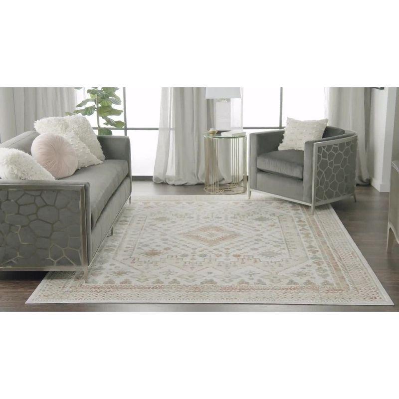 Thalia Green Ivory Geometric 5'3" x 7'3" Easy-Care Synthetic Rug