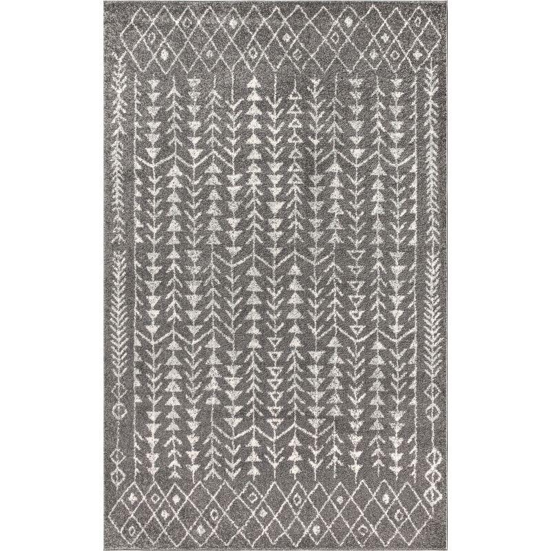 3'x5' Ziri Moroccan Geometric Area Rug, Grey/Cream - JONATHAN Y