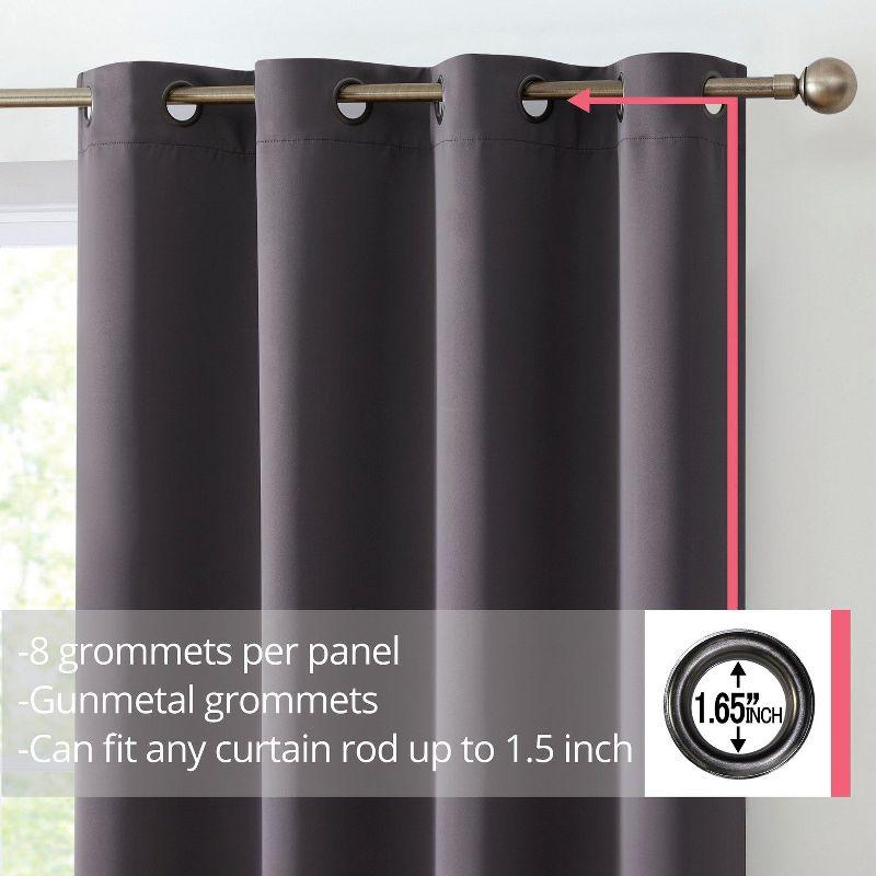 HLC.ME Oxford Curtains for Living Room, Room Darkening Energy Saving, Insulated Darkening Window Grommet Panels, Set of 2 - Black, 52 W x 84 L