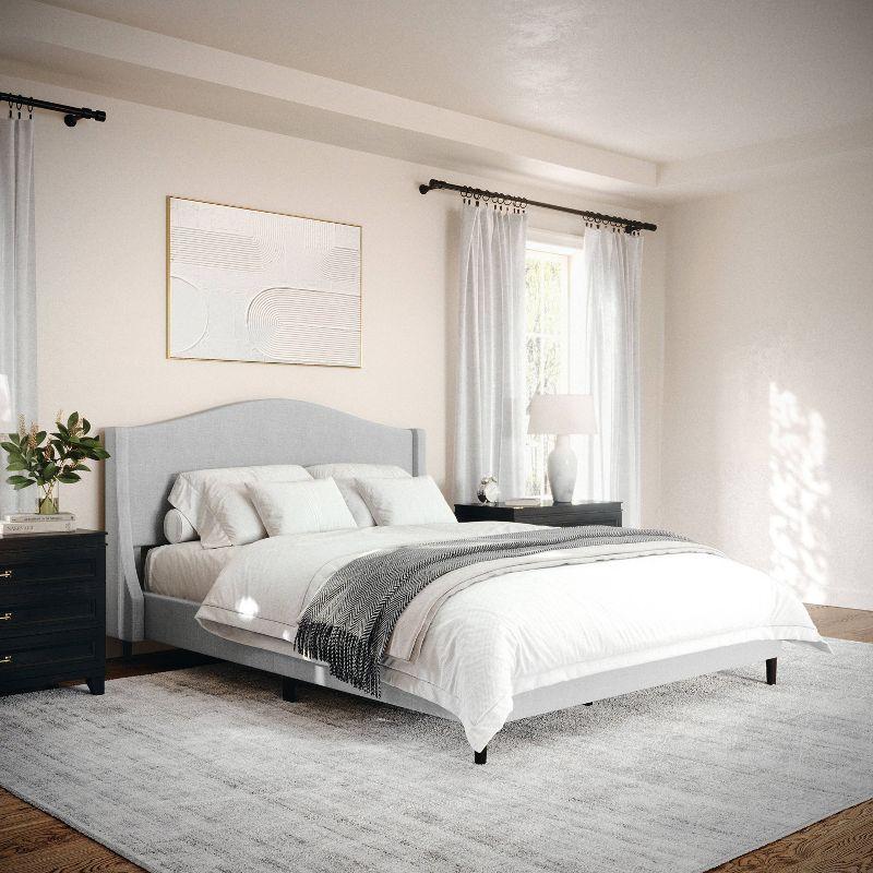 Martha Stewart Martha Stewart Amelia Upholstered Platform Bed With Curved Headboard