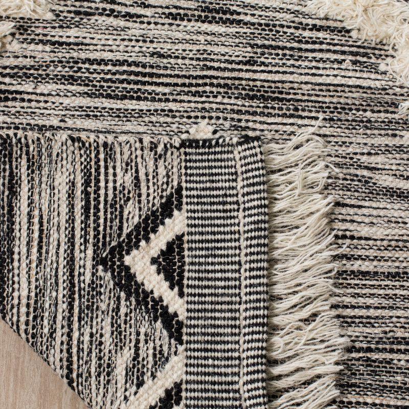 Kenya Tribal Black Wool 27" Hand-Knotted Decorative Runner