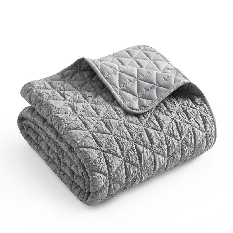 Gray Quilted Geometric Reversible Throw Blanket