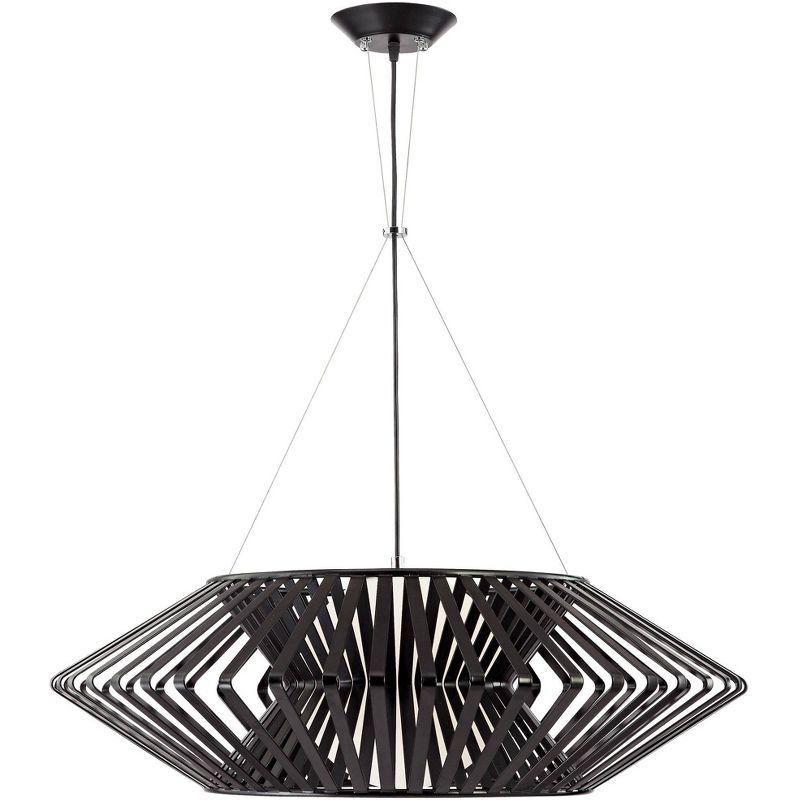 Possini Euro Design Planet Black Large Pendant Light 31 1/2" Wide Mid Century Modern White Glass for Dining Room House Foyer Kitchen Island Entryway