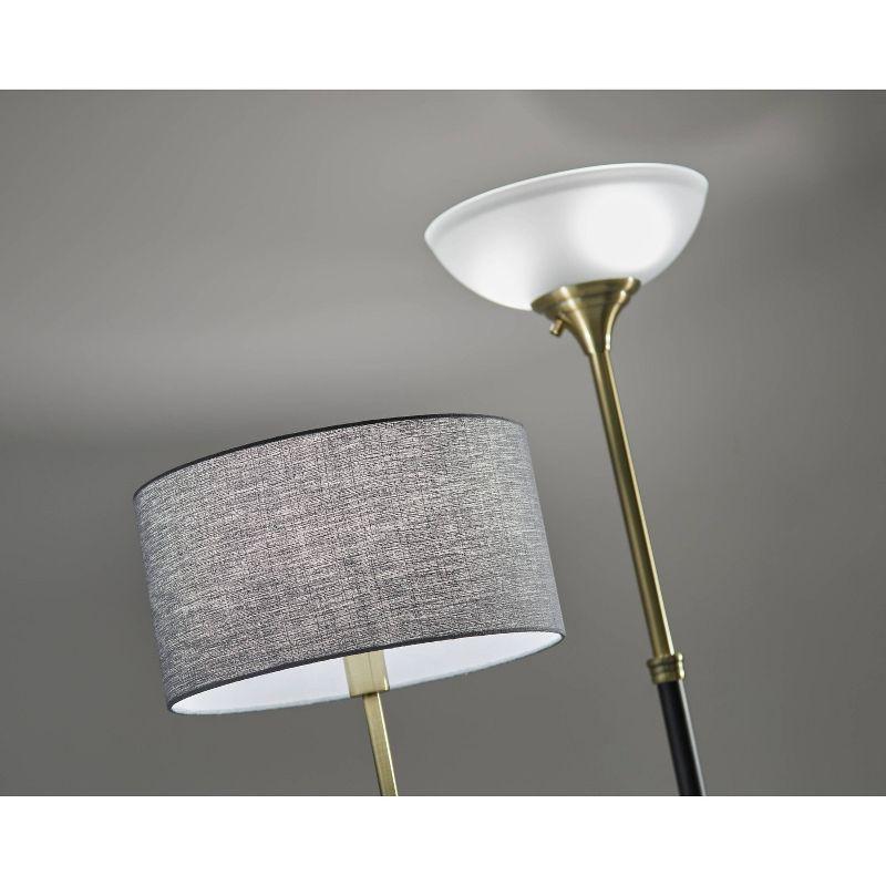 71" Bergen Collection Torchiere Black - Adesso: ETL Listed, Metal Body, Glass Shade, No Bulb Included