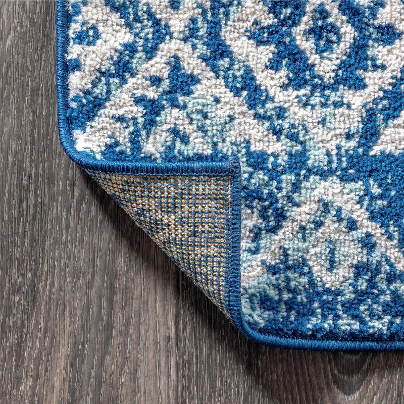 Blue and White Moroccan Boho Vintage Area Rug