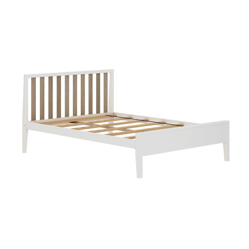 Max & Lily Full-Size White and Blonde Pine Bed with Slatted Headboard