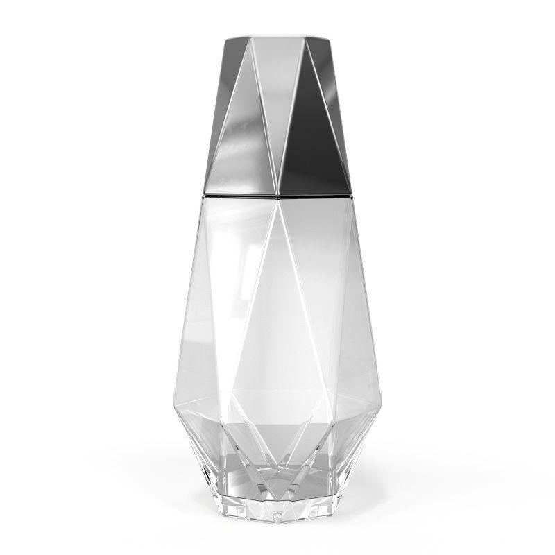 Geometric Clear and Silver Crystal Water Carafe with Tumbler Lid