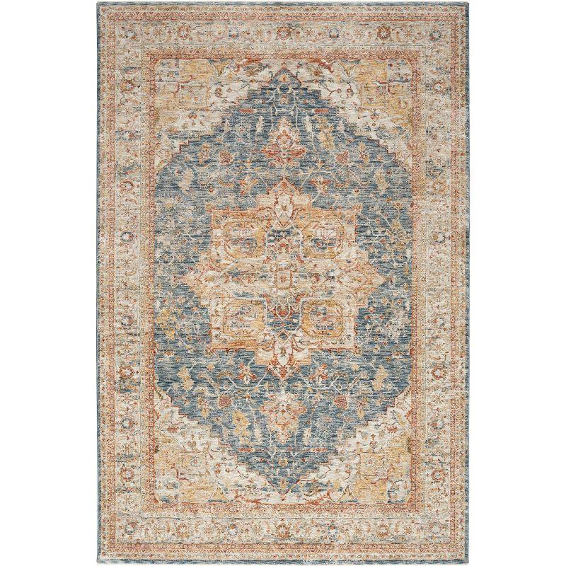 Nourison Petra Vintage Medallion Indoor Rug Ivory Blue 9'3" x 12'7"