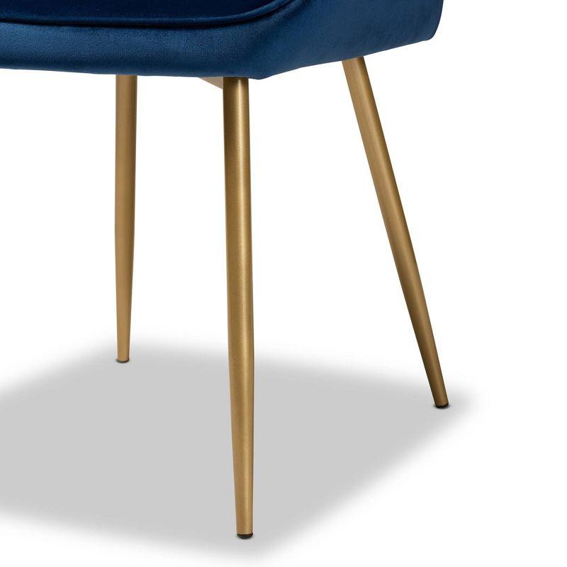 2pc Priscilla Velvet Fabric Upholstered Metal Dining Chair Set Navy Blue/Gold - Baxton Studio