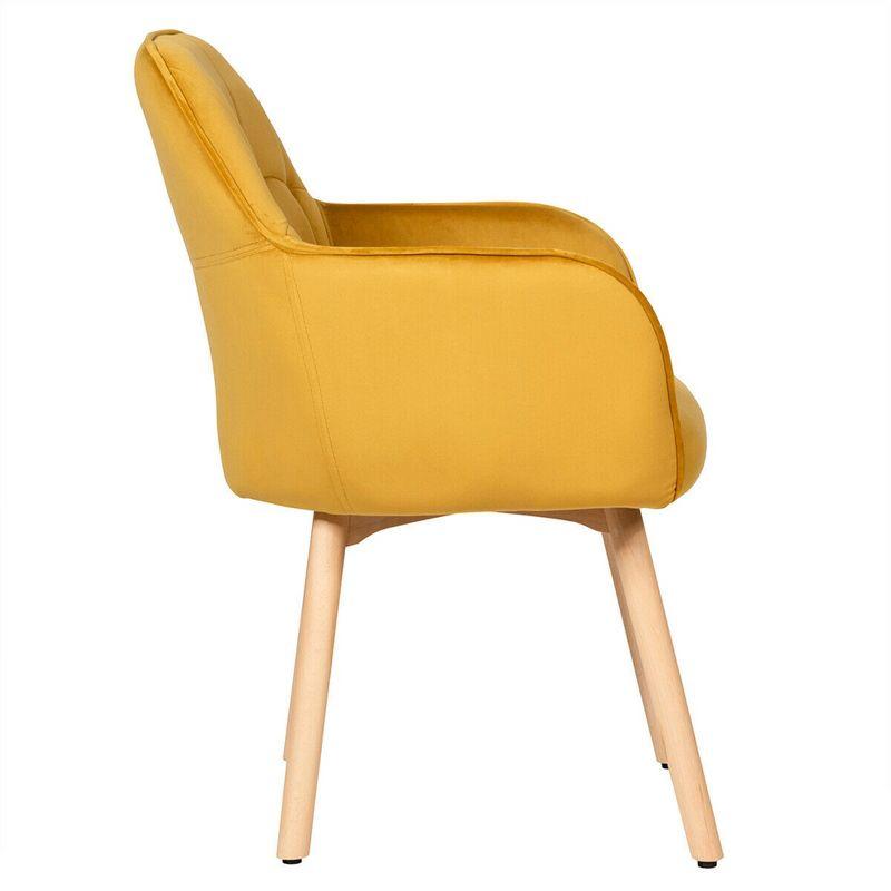 Tangkula 2PCS Modern Accent Armchair Upholstered Leisure Chair w/ Wooden Legs Yellow