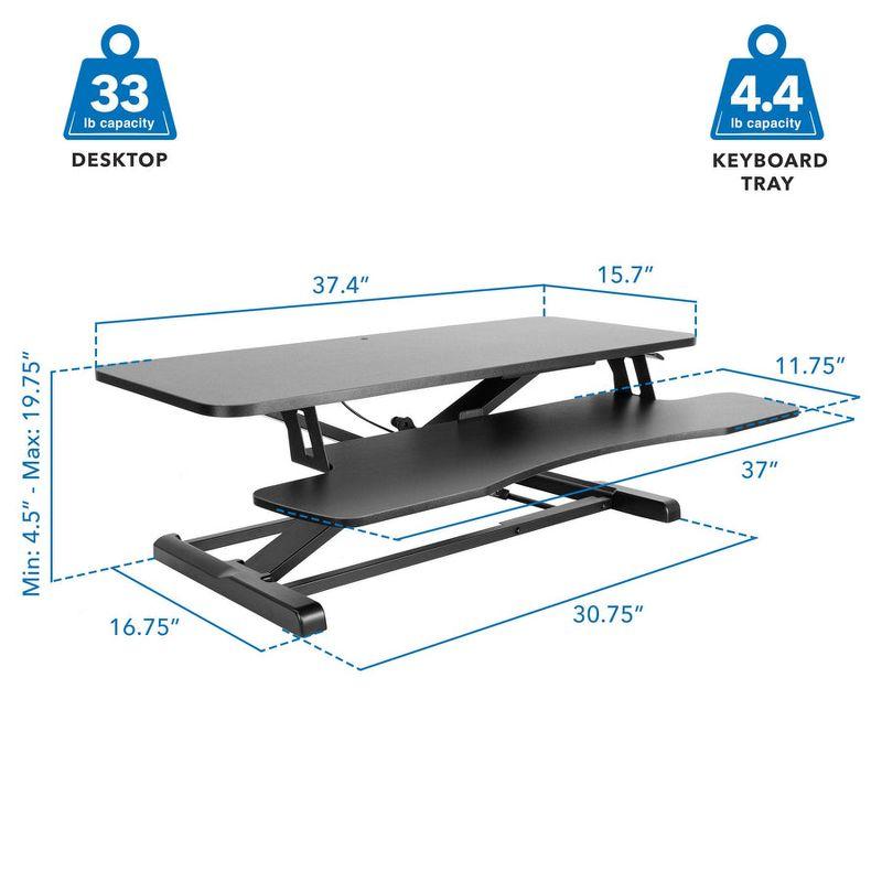 Mount-It! Height Adjustable Standing Desk Converter, 37.4" L x 15.9" D, 37 lbs. Capacity