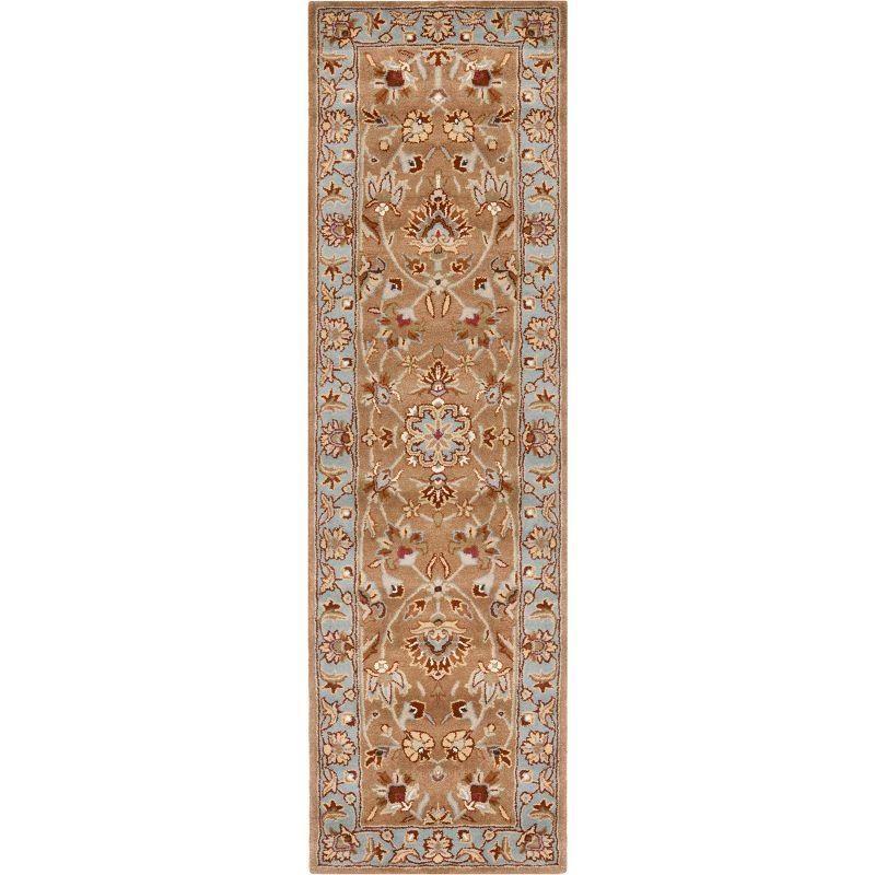 Beige and Blue Hand-Tufted Wool Runner Rug