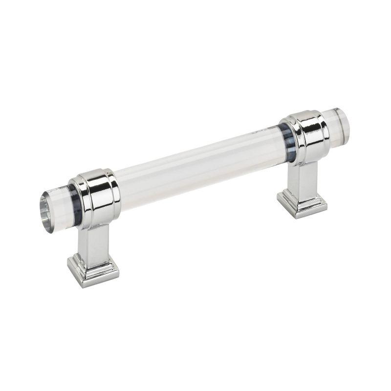 Glacio Clear and Polished Chrome 3-3/4 inch Cabinet Pull