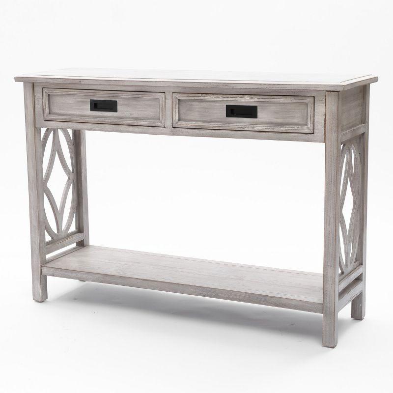 LuxenHome Gray Wood 2-Drawer 1-Shelf Console and Entryway Table