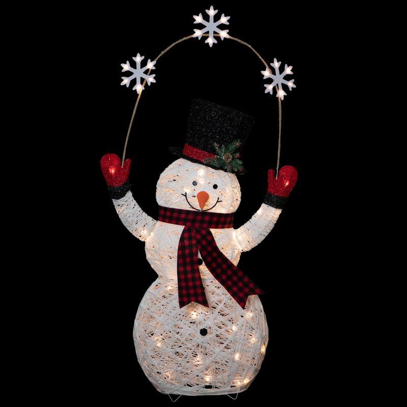 57" LED Lighted Snowman Holding Snowflakes Outdoor Christmas Decoration