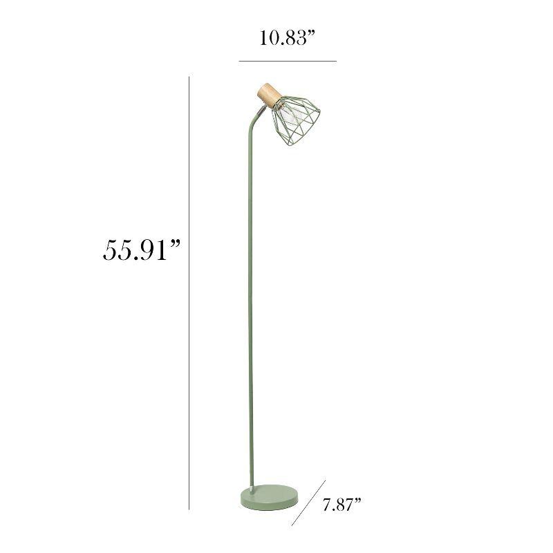 Simple Designs 55.91" Industrial Farmhouse Fusion Adjustable Cage Wire Accent Floor Lamp Gray