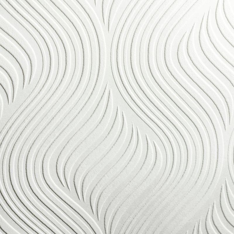 White Embossed Paintable Geometric Wallpaper Roll