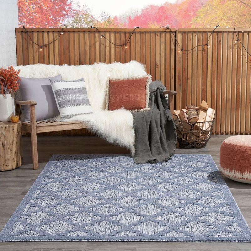 Nourison Easy Care 6' x 9' Denim Blue Modern Flatweave Indoor/Outdoor Rug