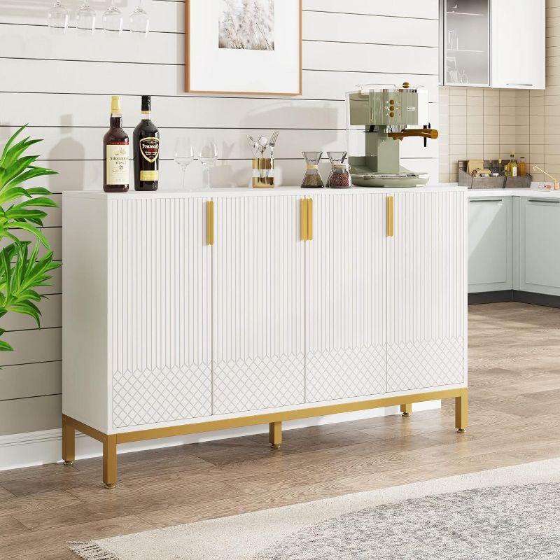 Hommoo Modern Sideboard Buffet, 59" Luxury Buffet Storage Cabinet with 4 Doors