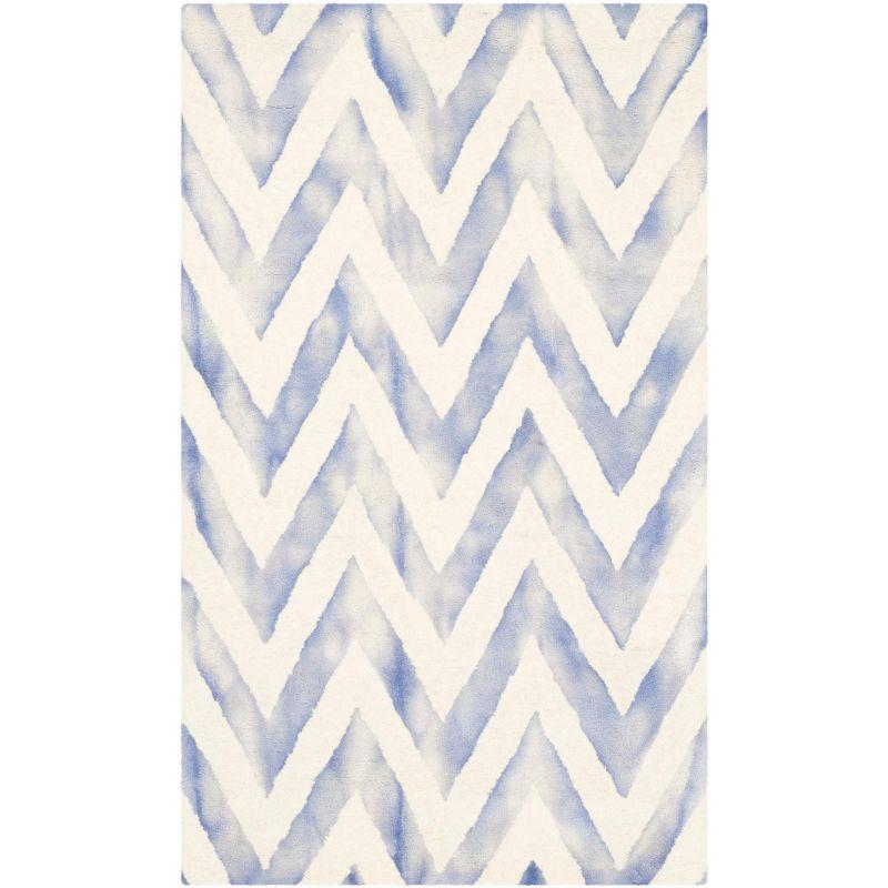 Ivory & Blue Hand-Tufted Wool Rectangular Area Rug