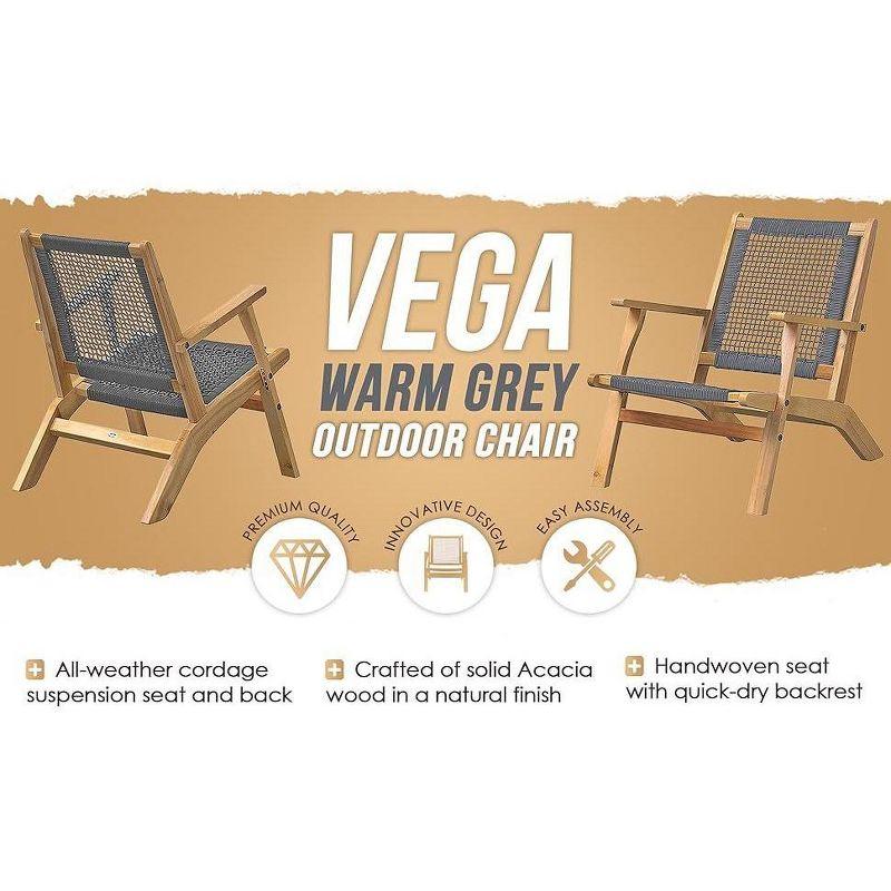 Balkene Home Patio Sense Vega Natural Stain Chair ,Acacia Wood Construction ,Woven Web Seat- Navy Blue Cording