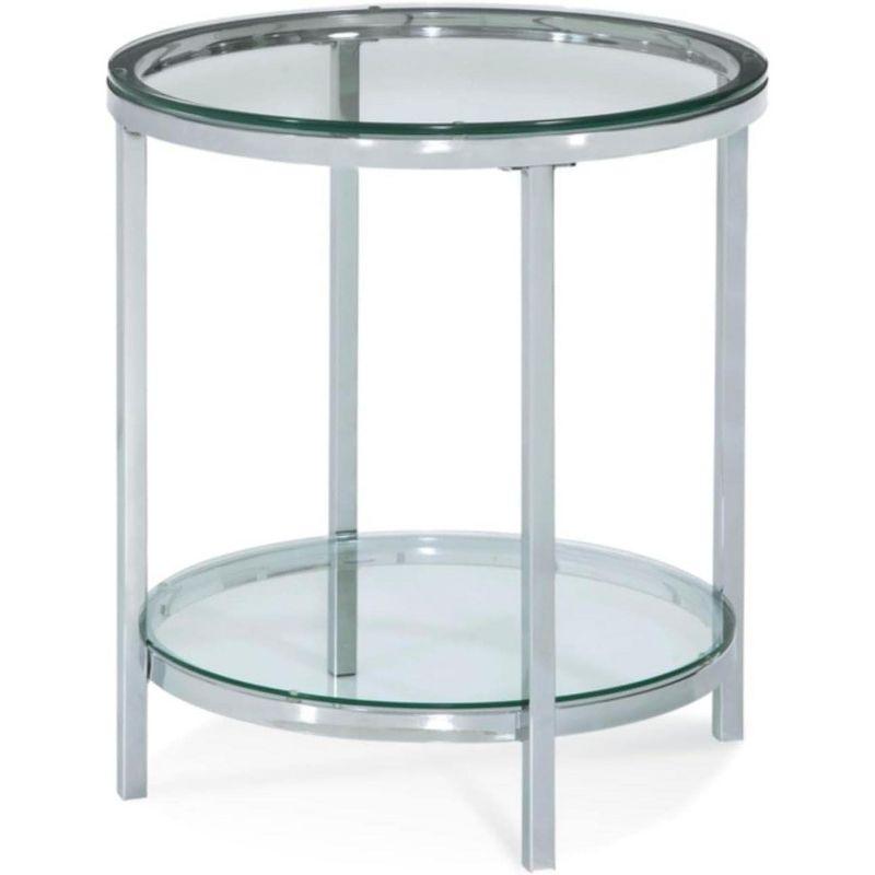 Patinoire Round Chrome and Glass End Table