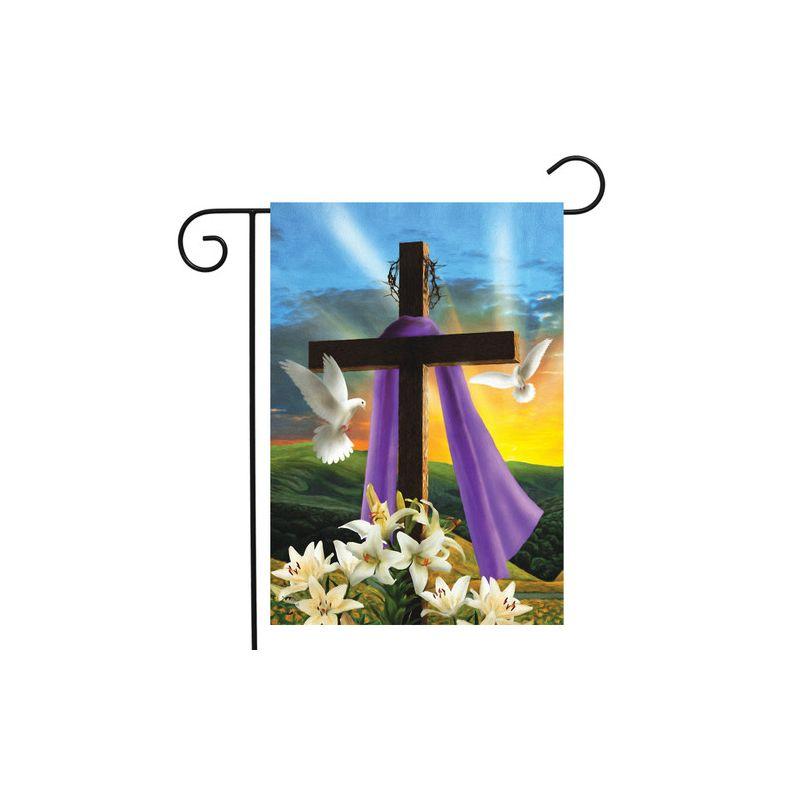 Easter Sunrise Garden Flag with Cross and Doves