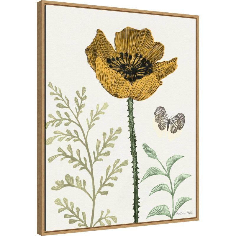 22"x28" Springtime II Warm by Sara Zieve Miller Framed Canvas Wall Art Light Brown - Amanti Art: Botanical & Insect Lithograph