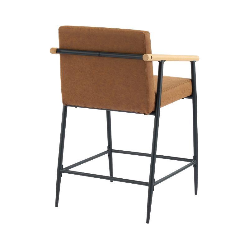Christopher Knight Home Emil Mid Century Modern Upholstered Counter Stool with Iron Frame (Set of 2), Brown
