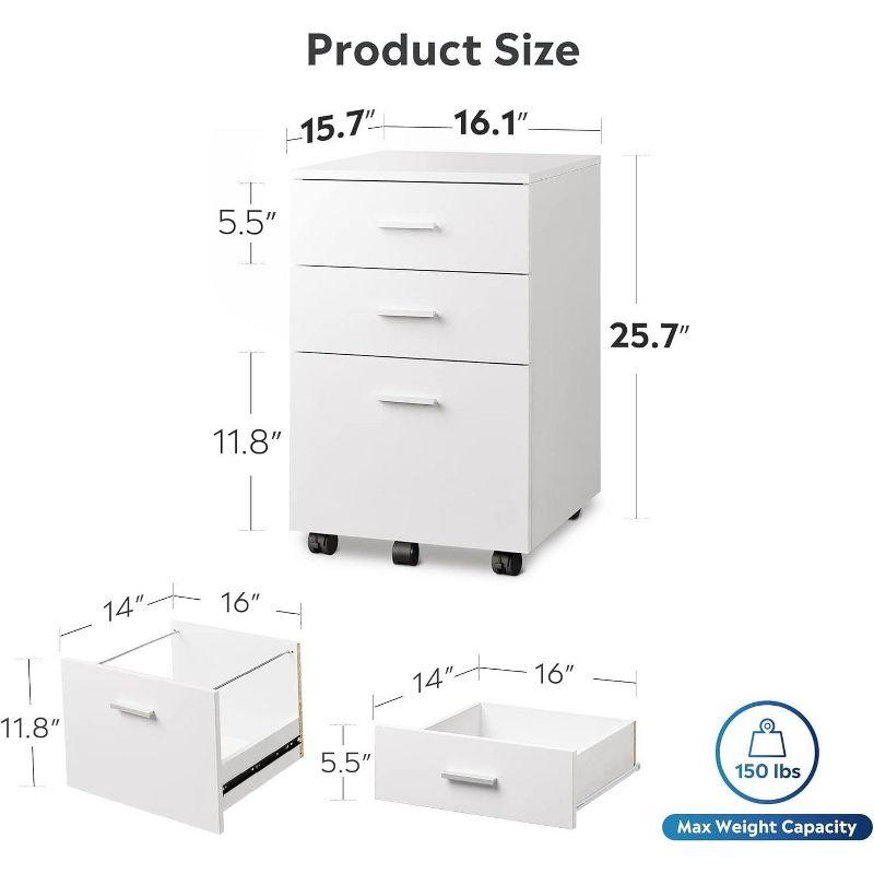 Kopelan 3-Drawer Mobile Vertical Filing Cabinet