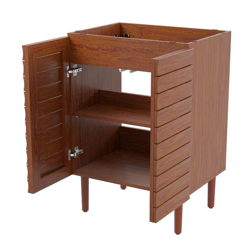 Aubert 24" Slat Modern Farmhouse 2-Shelf Bath Vanity Cabinet Only (Sink Basin not Included)