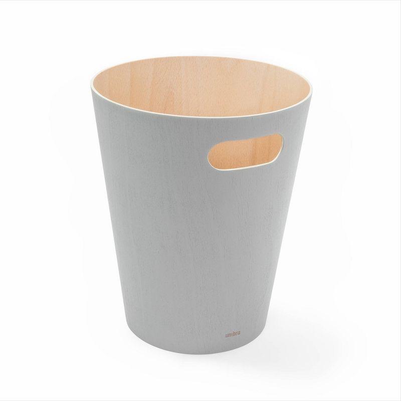 Natural and Charcoal Wood Bathroom Trash Can