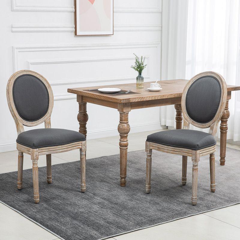 Elegant Gray Linen Upholstered Parsons Side Chair with Wood Accents