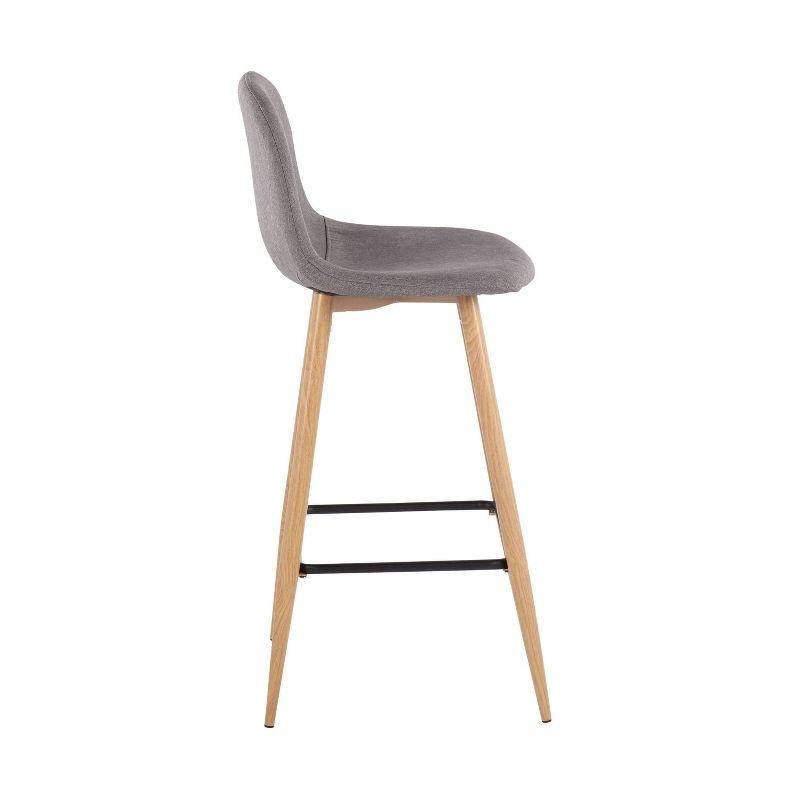 Set of 2 Pebble Metal Polyester Barstools Natural/Charcoal - LumiSource: Steel Frame, Tapered Legs, Comfy Seat