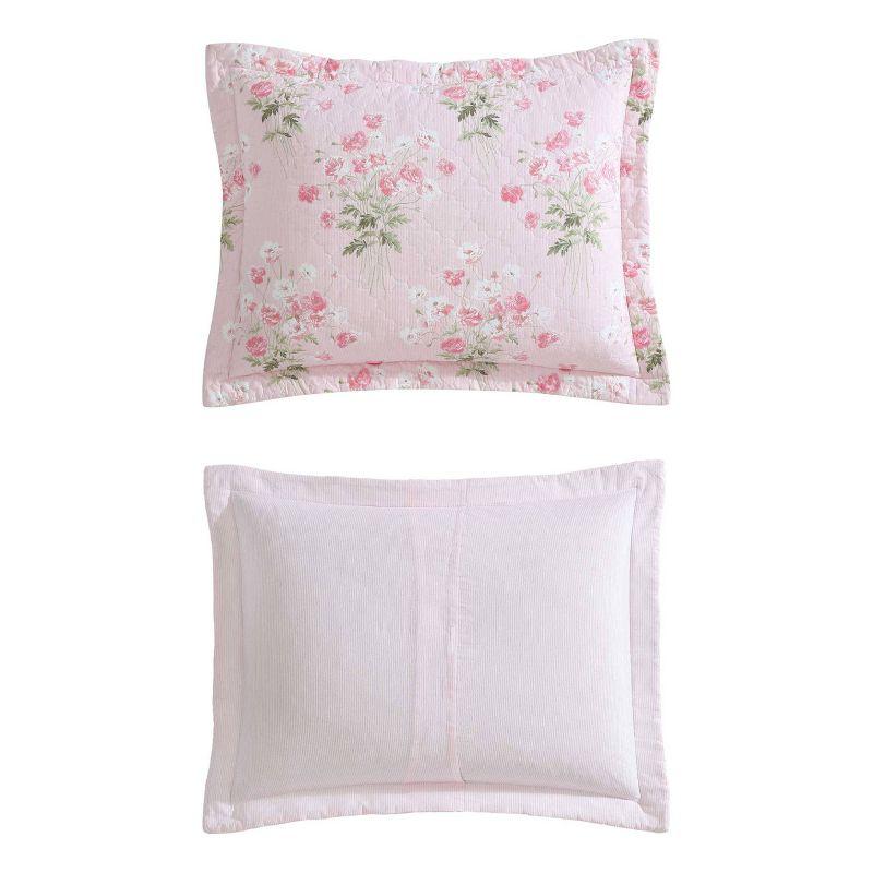 Veronica's Bouquet Pink Cotton Twin Reversible Quilt Set