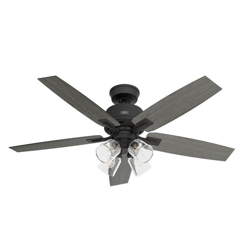 52" Matte Black Ceiling Fan with LED Light and Remote