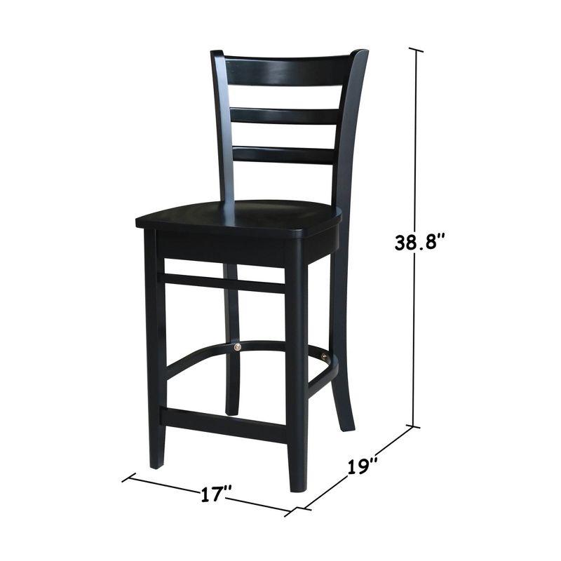 Emily Black Solid Wood Counter Height Barstool