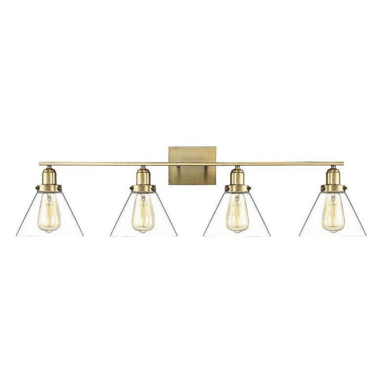 Warm Brass and Black 4-Light Bathroom Vanity Fixture