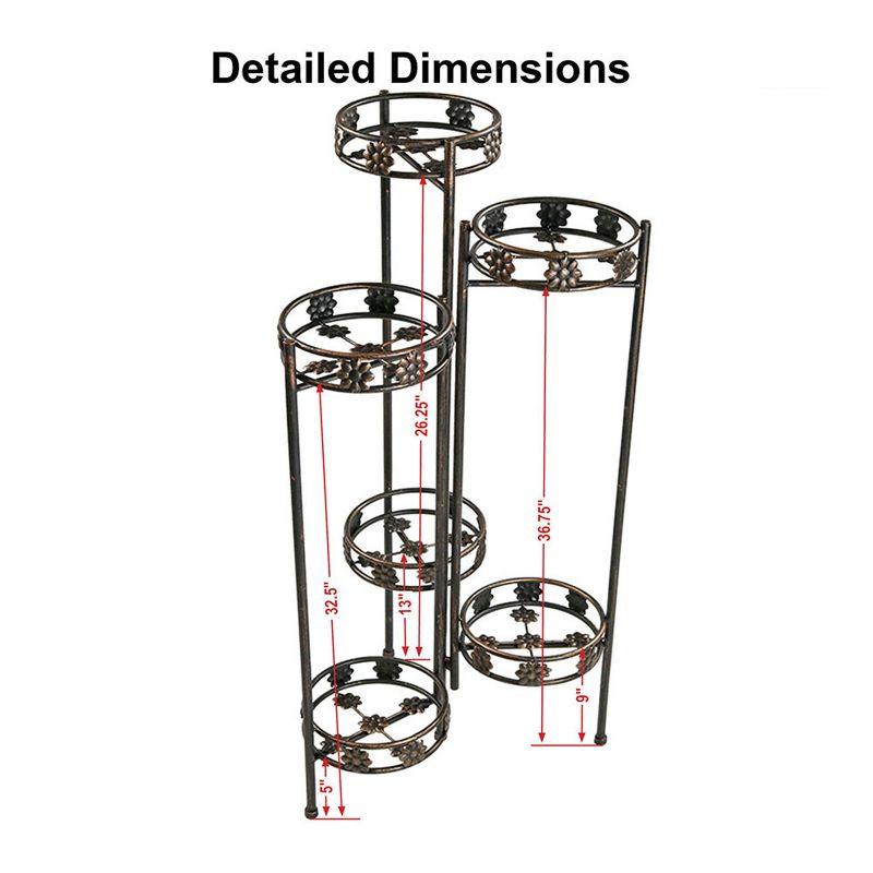 Sunnydaze Indoor/Outdoor Metal Folding Decorative 6-Tiered Potted Flower Plant Stand Display - 45" - Bronze