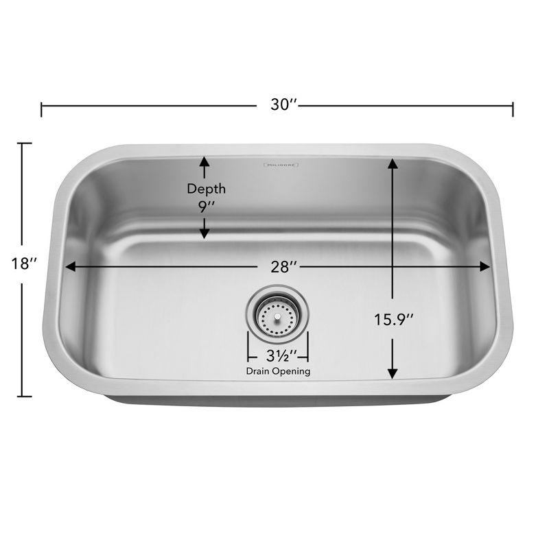 32'' Stainless Steel Single Bowl Undermount Kitchen Sink