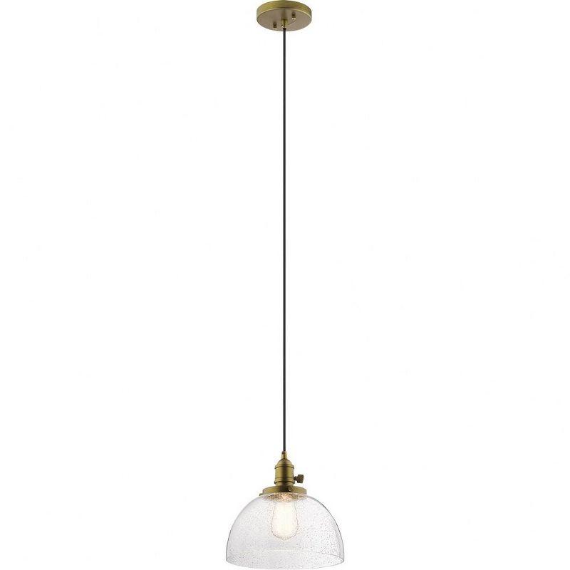 Avery 10" Distressed Bronze Mini Pendant with Clear Glass