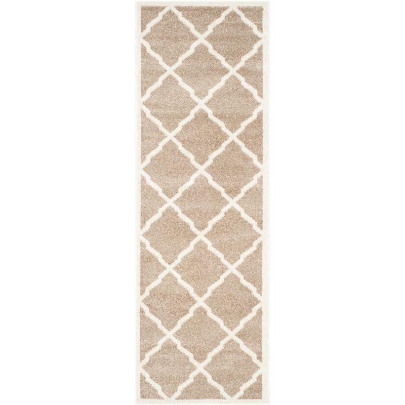 Reversible Wheat & Beige Geometric Synthetic Runner Rug - 2'3" x 13'