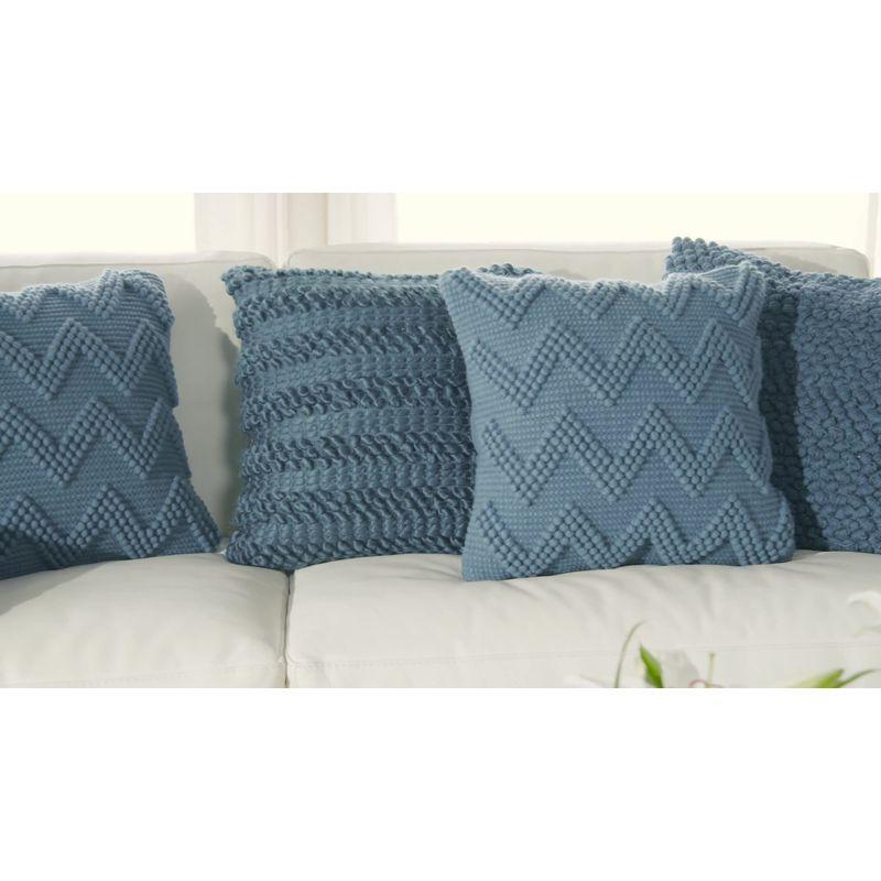 Sky Serenity 20" Handcrafted Wool-Cotton Blend Throw Pillow Set