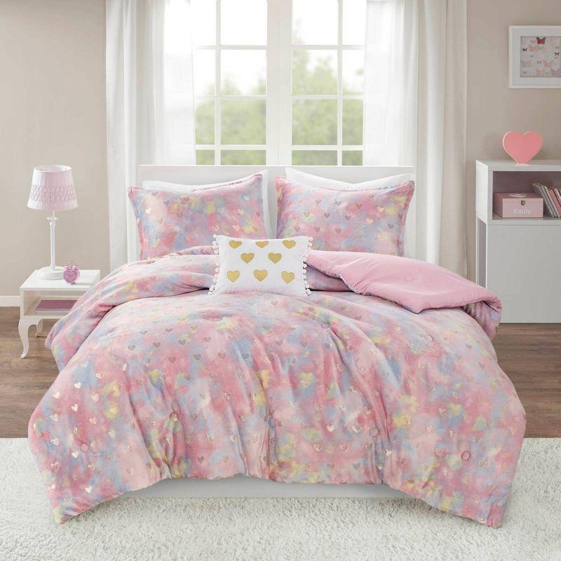 Mi Zone Rosalie Metallic Printed Plush Comforter Set
