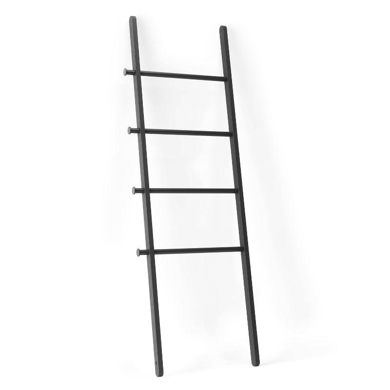 Leana Black Wood and Steel Towel Stand