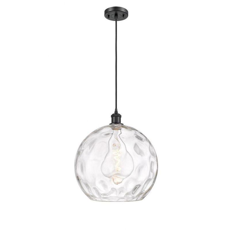 Matte Black Glass Globe Pendant Light for Indoor/Outdoor