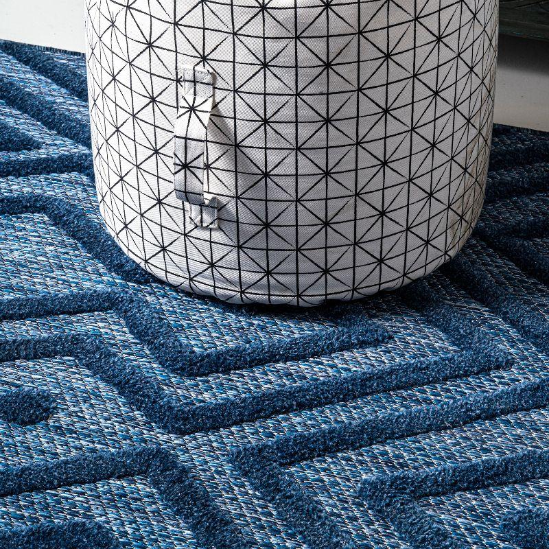 5'x8' Balansat Moroccan Diamond Indoor/Outdoor Area Rug, Navy - JONATHAN Y
