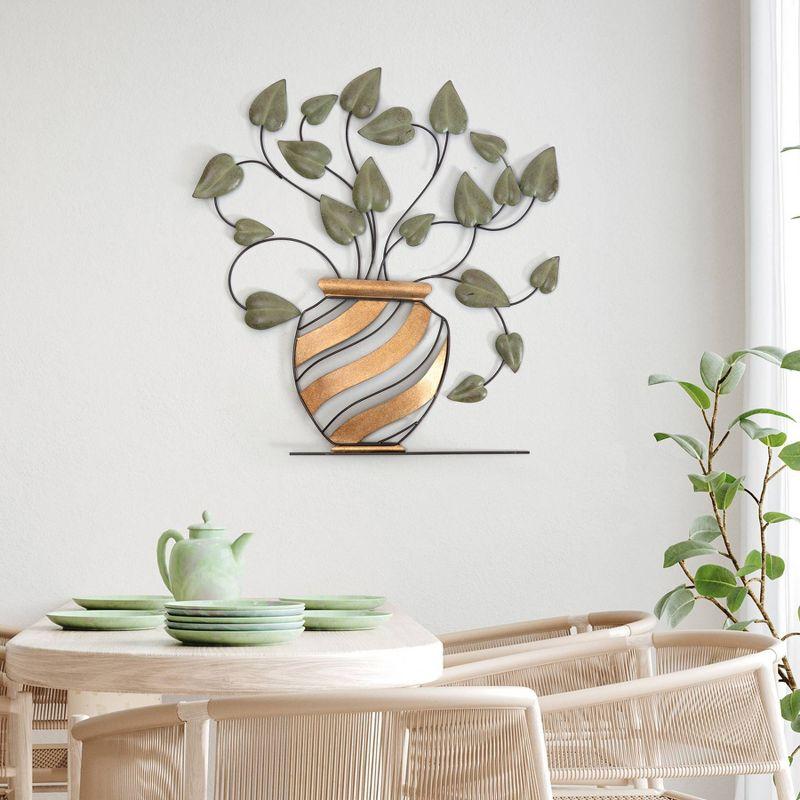 Brewster Betel Botanical Metal Wall Art: Iron Construction, 30" Height, Contemporary Style, Dry Dust Care, Vertical Orientation