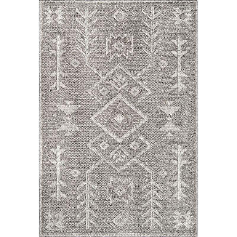 Cozy Haven Textured Southwestern 5'3" x 7'6" Synthetic Area Rug in Gray